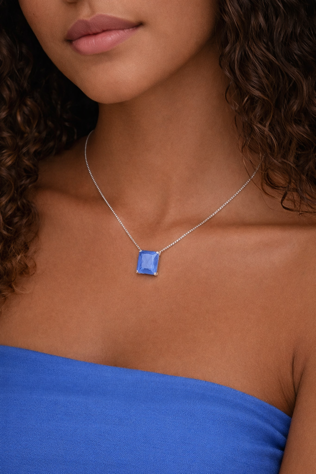 COLAR GALERIA RETANGULAR CRISTAL AZUL
