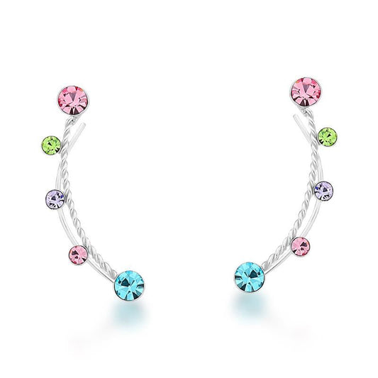 Brinco ear cuff vidro colorido