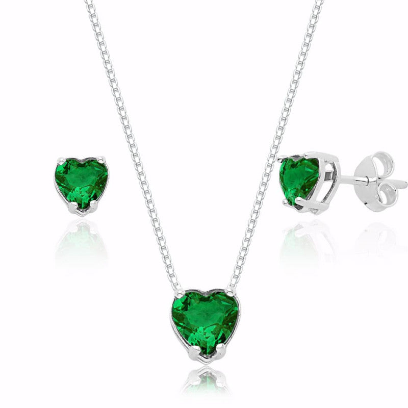 CONJUNTO CORAÇÃO CRISTAL VERDE