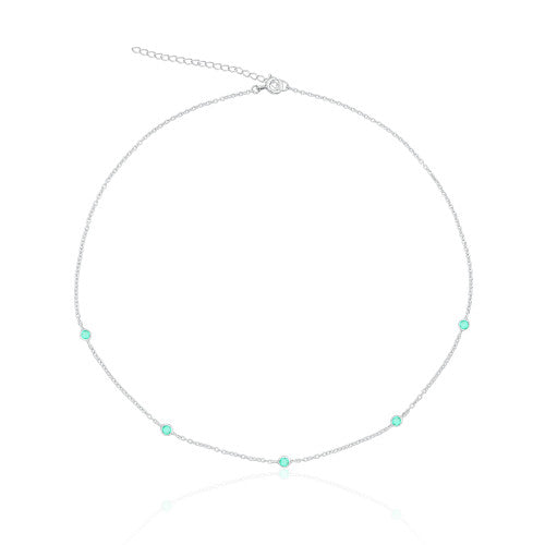 COLAR CHOKER 5 CRISTAIS REDONDOS VERDE