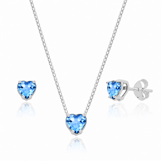 CONJUNTO CORAÇÃO CRISTAL AZUL